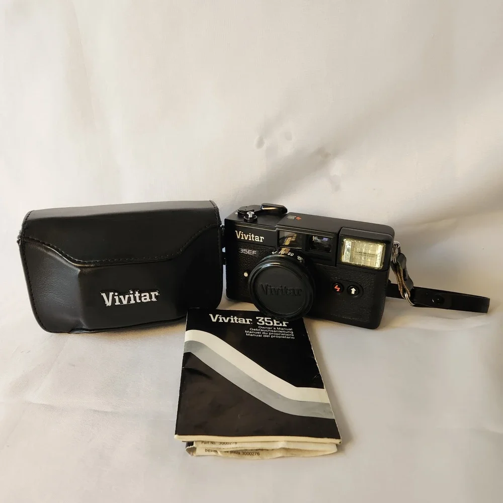 Vintage Vivitar 35EF 35mm Rangefinder Camera FULLY WORKING Flash Timer w/Case